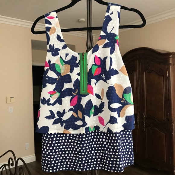 MEADOW RUE THROUGHWAY LAYERED TANK FLORAL DOTS M - Picture 2 of 5